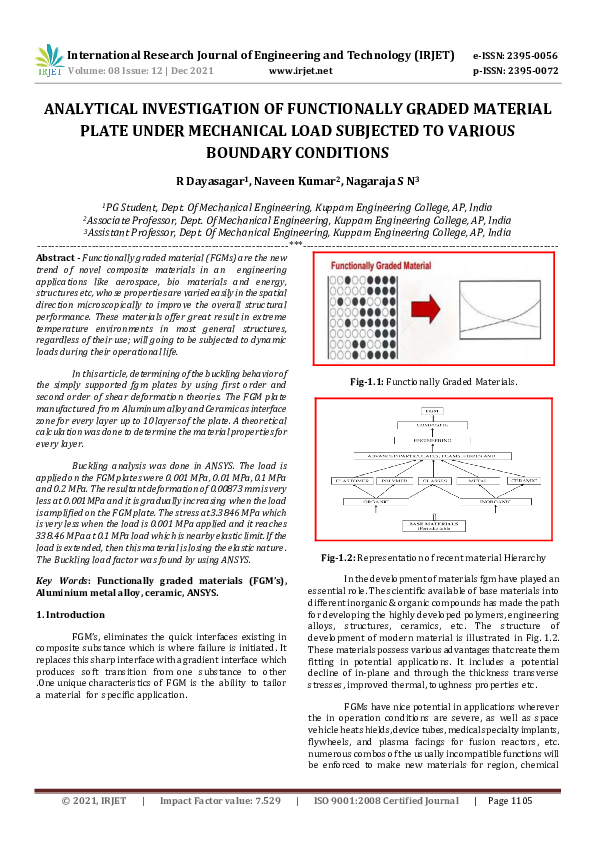 (PDF) IRJET- ANALYTICAL INVESTIGATION OF FUNCTIONALLY GRADED MATERIAL ...