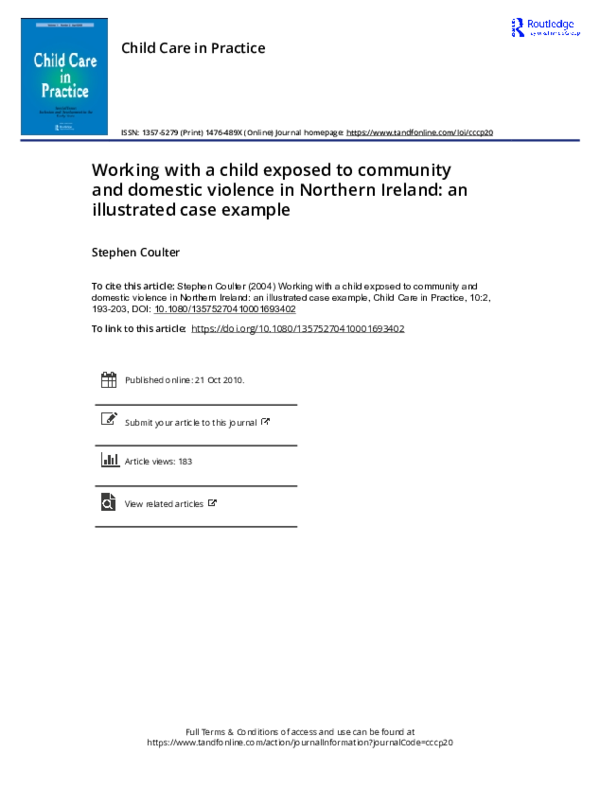 (PDF) Working with a child exposed to community and domestic violence ...