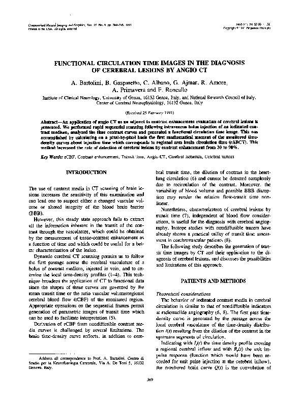 (PDF) Functional circulation time images in the diagnosis of cerebral ...
