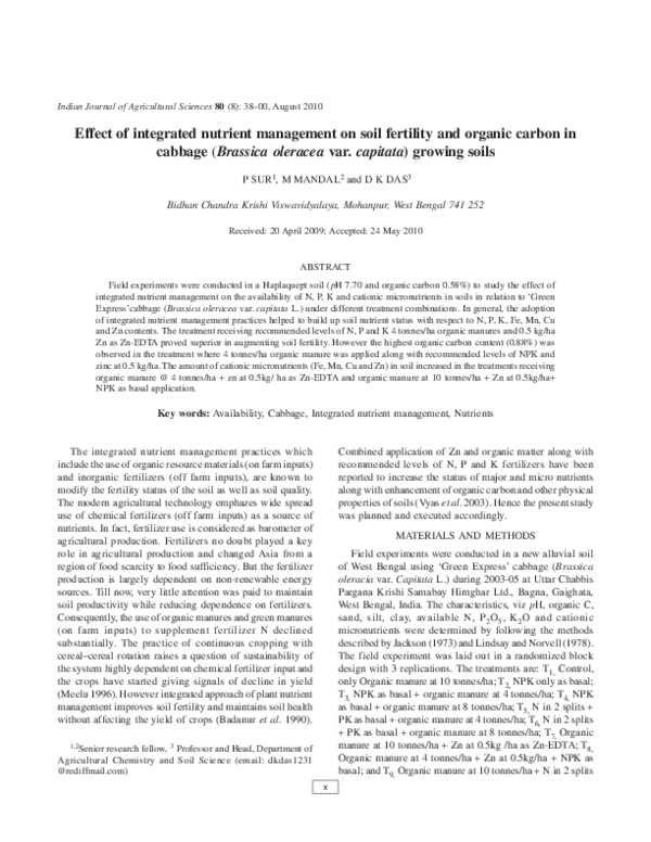 (PDF) Effect of integrated nutrient management on soil properties and ...