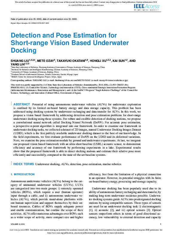 (PDF) Detection and Pose Estimation for Short-range Vision Based ...