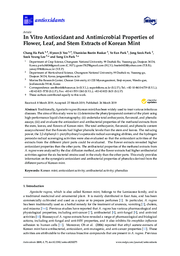 (PDF) In vitro antioxidant and antimicrobial properties of some ...