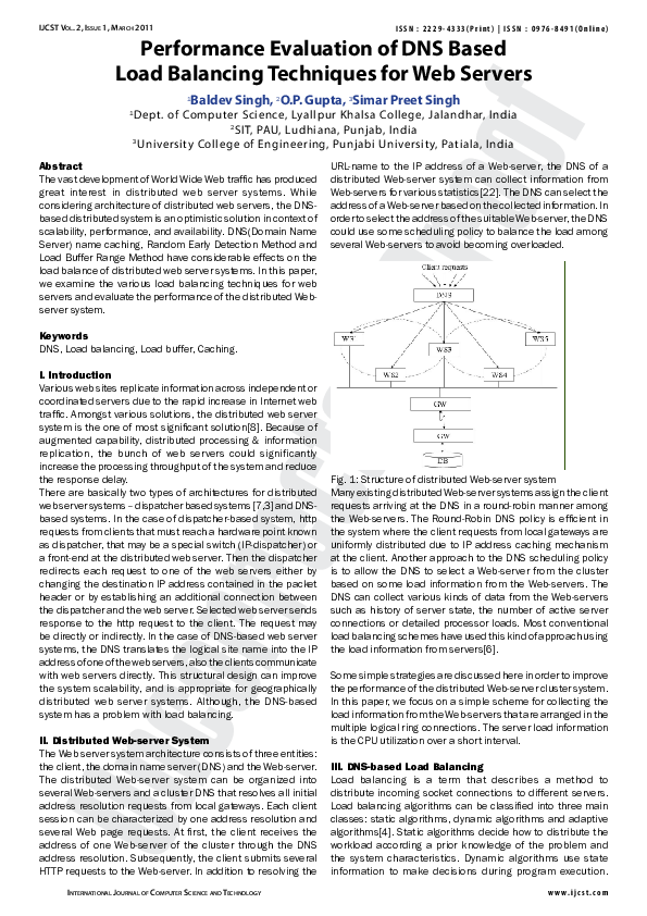(PDF) Performance Evaluation of DNS Based Load Balancing Techniques for ...