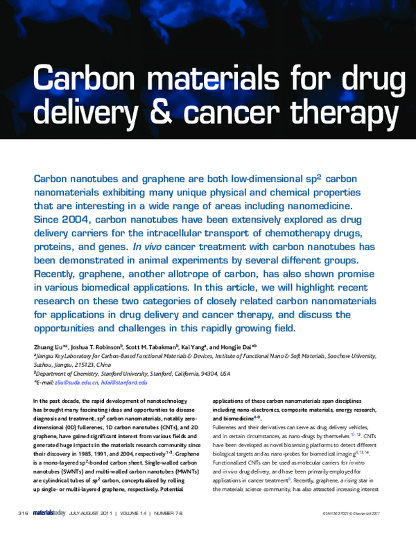 (PDF) Carbon materials for drug delivery & cancer therapy