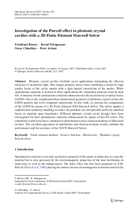 (PDF) Investigation of the Purcell effect in photonic crystal cavities ...