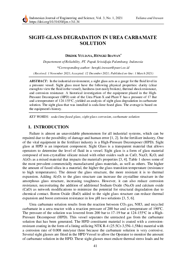 (PDF) SightGlass Degradation in Urea Carbamate Solution
