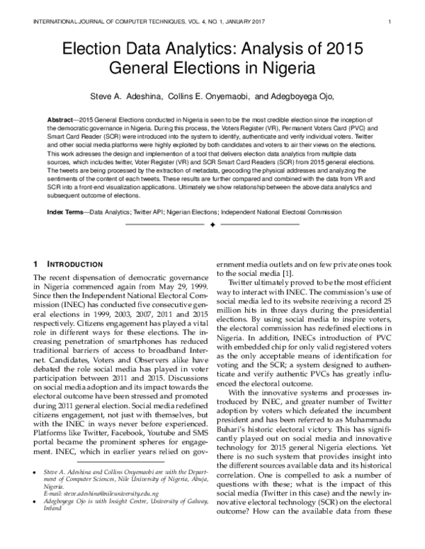 (PDF) Election Data Analytics: Analysis of 2015 General Elections in ...