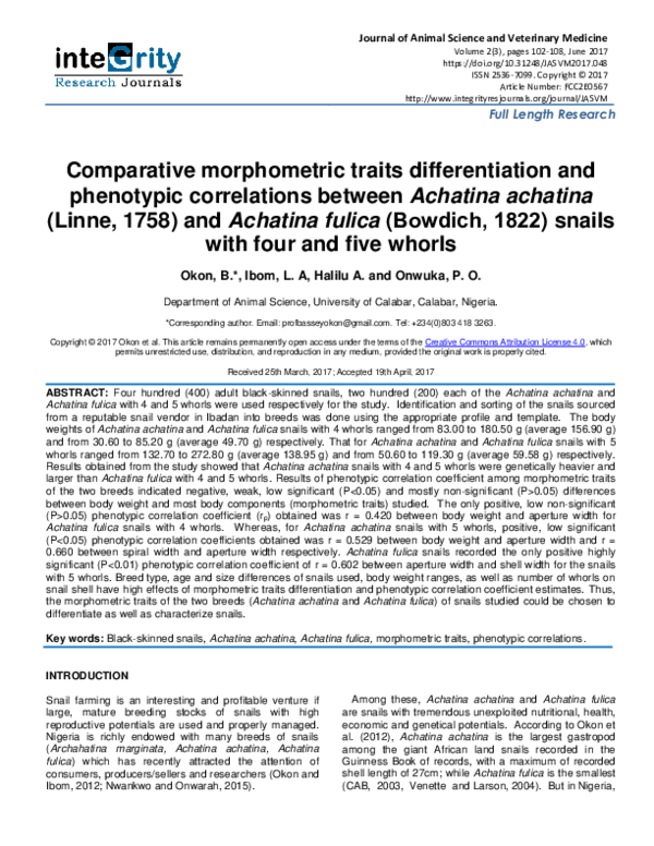 (PDF) Comparative morphometric traits differentiation and phenotypic ...