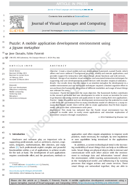 (PDF) Puzzle: A mobile application development environment using a ...