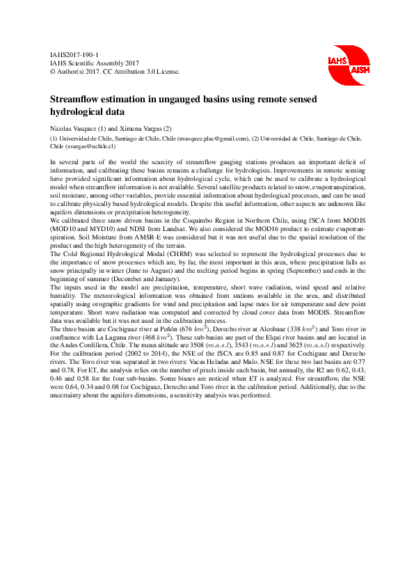 (PDF) Streamflow estimation in ungauged basins using remote sensed ...