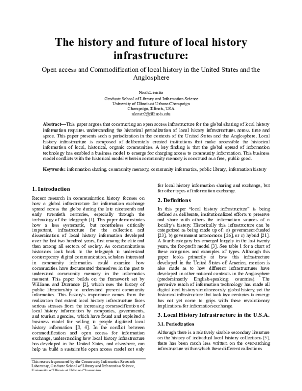 (PDF) The history and future of local history infrastructure:Open ...