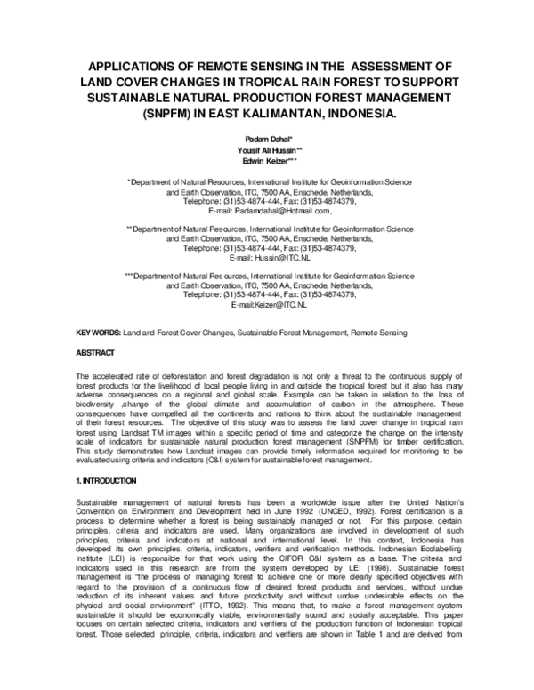 (PDF) Applications of Remote Sensing in the Assessment of Land Cover ...