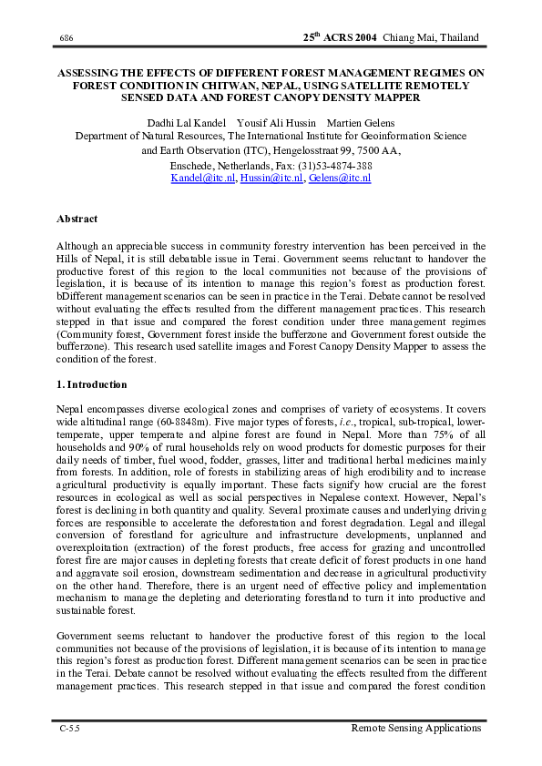 (PDF) Assessing the effects of different forest management regimes on ...
