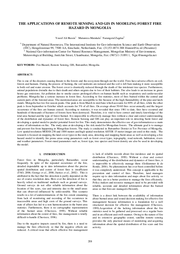 (PDF) The application of remote sensing and GIS in modelling forest ...