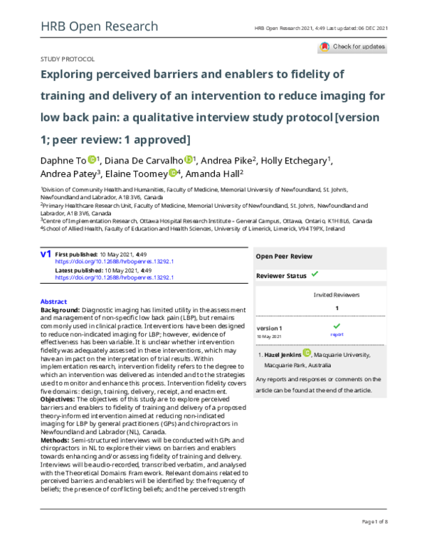 (PDF) Exploring perceived barriers and enablers to fidelity of training ...