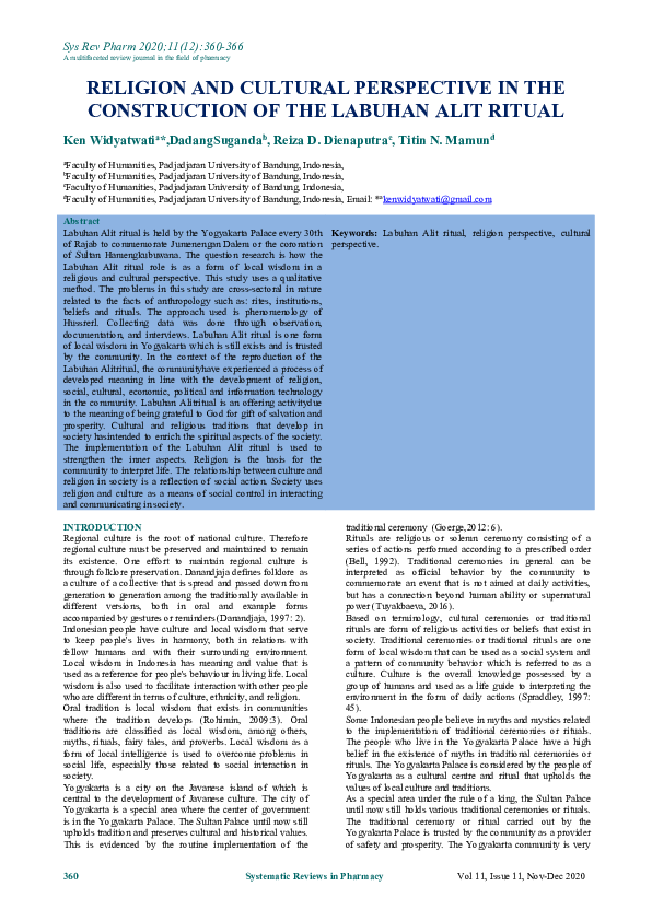 (PDF) Religion and Cultural Perspective in the Construction of the ...