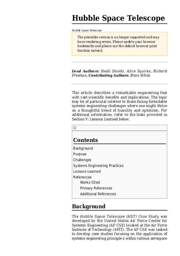 (PDF) Hubble Space Telescope-SEBoK