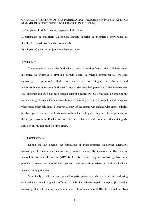 (PDF) Characterisation of the fabrication process of freestanding SU8 ...