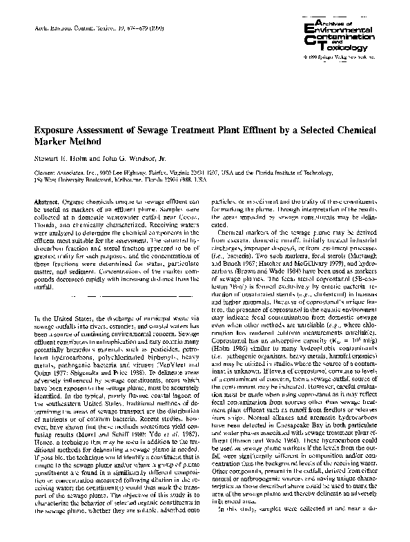 (PDF) Exposure assessment of sewage treatment plant effluent by a ...