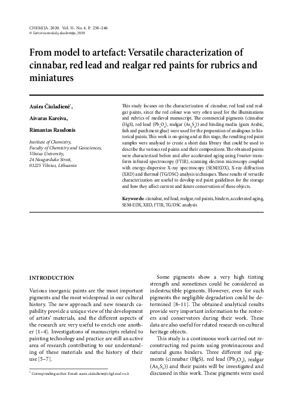(PDF) From model to artefact: Versatile characterization of cinnabar ...