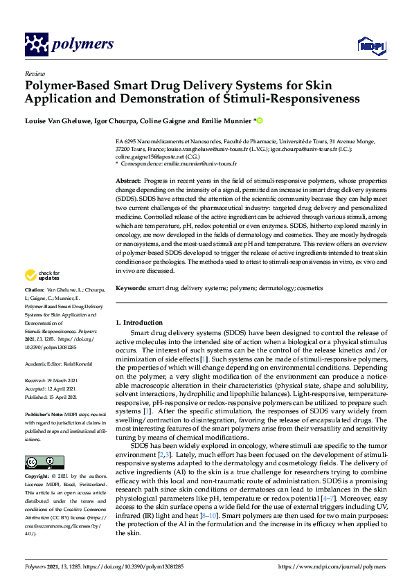 (PDF) Polymer-Based Smart Drug Delivery Systems for Skin Application ...