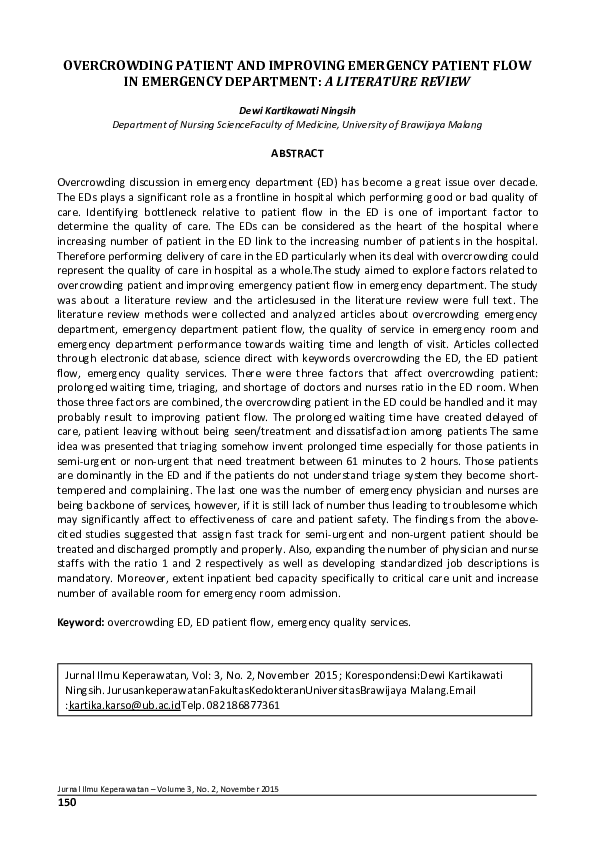 (PDF) Overcrowding Patient and Improving Emergency Patient Flow in ...