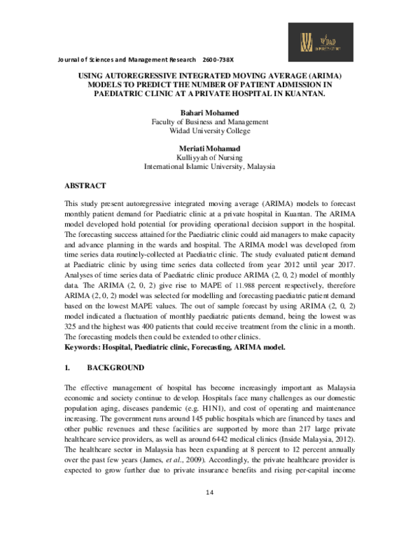 (PDF) Using Autoregressive Integrated Moving Average (Arima) Models to ...