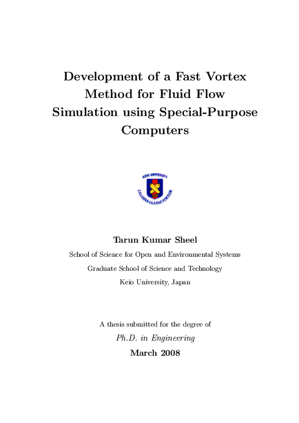 (PDF) Development of a Fast Vortex Method for Fluid Flow Simulation ...
