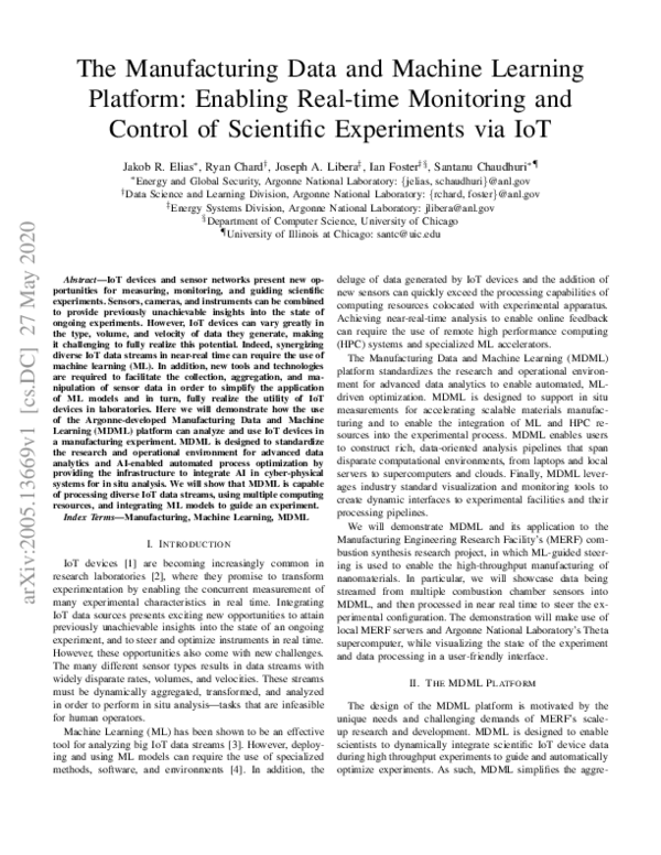 (PDF) The Manufacturing Data and Machine Learning Platform: Enabling ...
