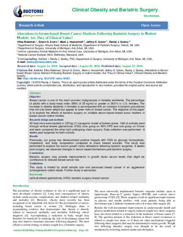 (PDF) Clinical Obesity and Bariatric Surgery