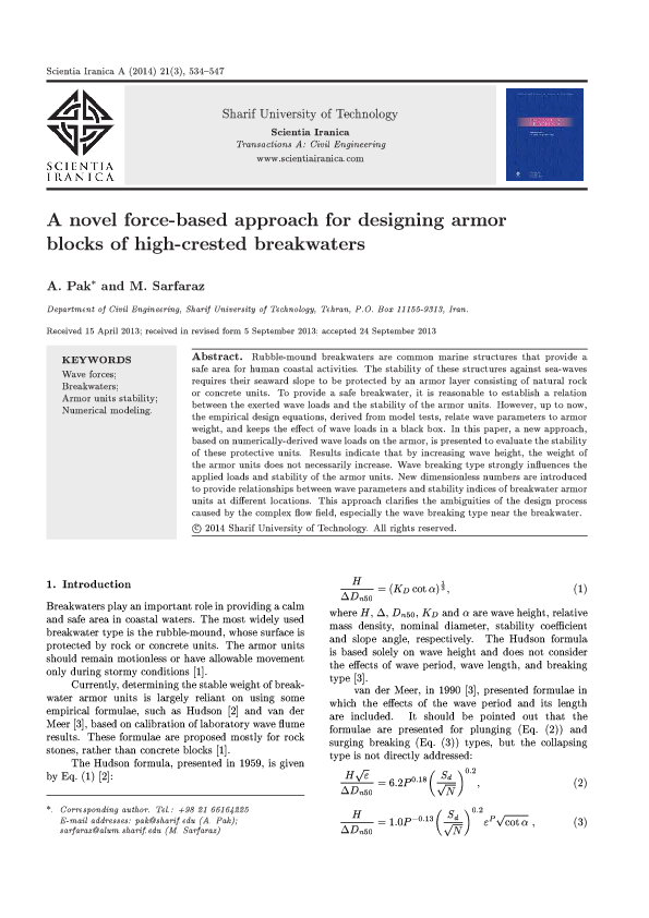 (PDF) A Novel Force-Based Approach for Designing Armor Blocks of High ...