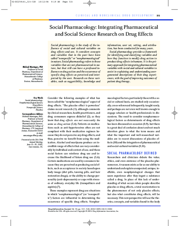 (PDF) Social Pharmacology: Integrating Pharmaceutical and Social ...