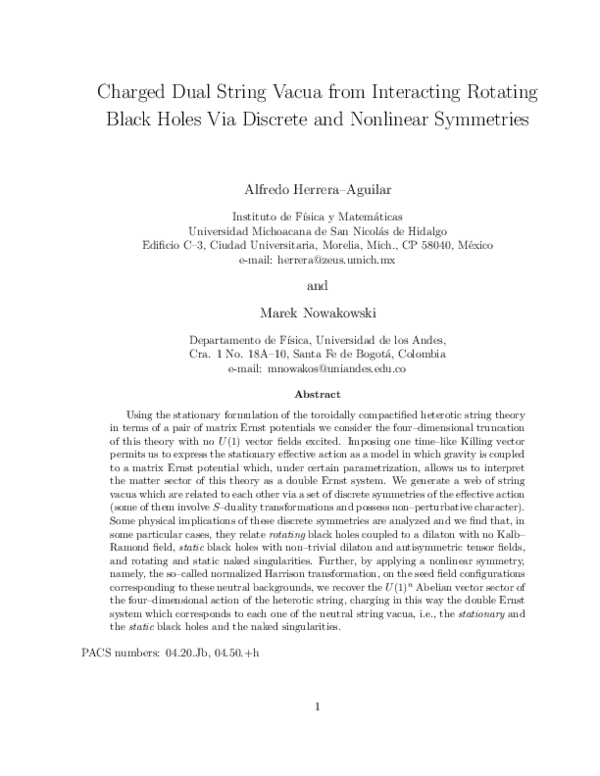 (PDF) Charged dual string vacua from interacting rotating black holes ...