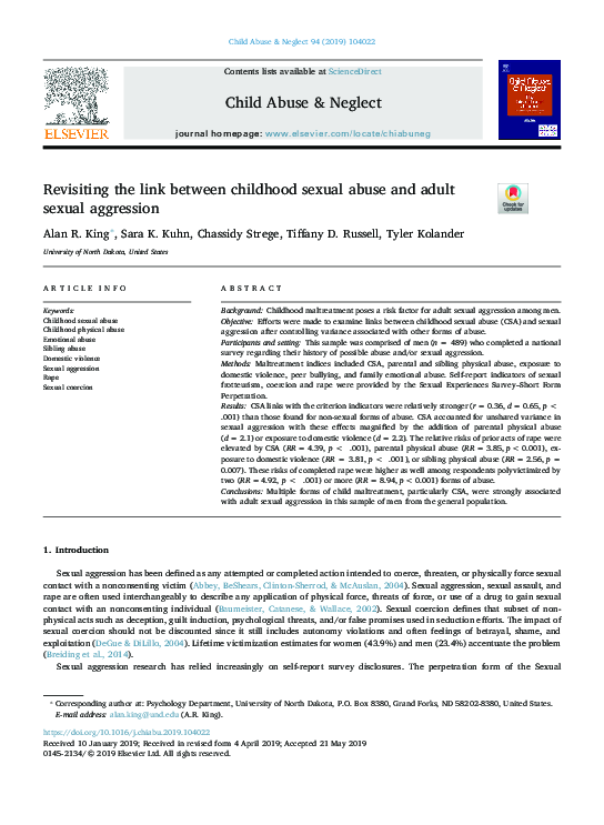 (PDF) Revisiting the link between childhood sexual abuse and adult ...