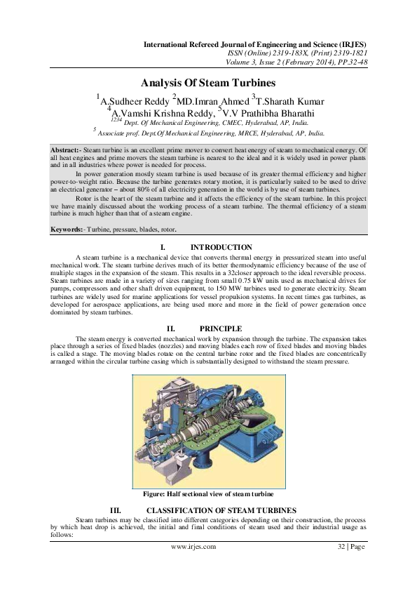 (PDF) Analysis Of Steam Turbines