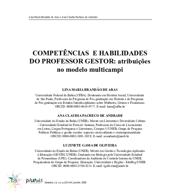 (PDF) COMPETÊNCIAS E HABILIDADES DO PROFESSOR GESTOR: atribuições no ...