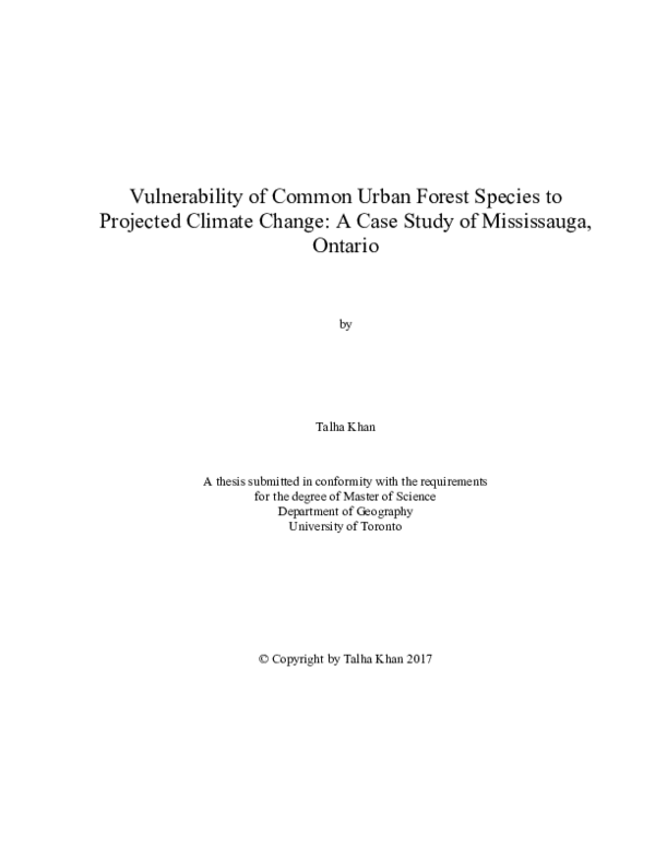 (PDF) Vulnerability of Common Urban Forest Species to Projected Climate ...