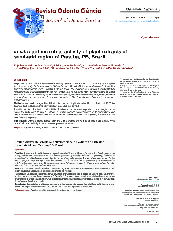 (PDF) In vitro antimicrobial activity of plant extracts of semi-arid ...
