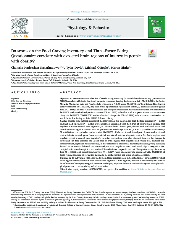 (PDF) Do scores on the Food Craving Inventory and Three-Factor Eating ...