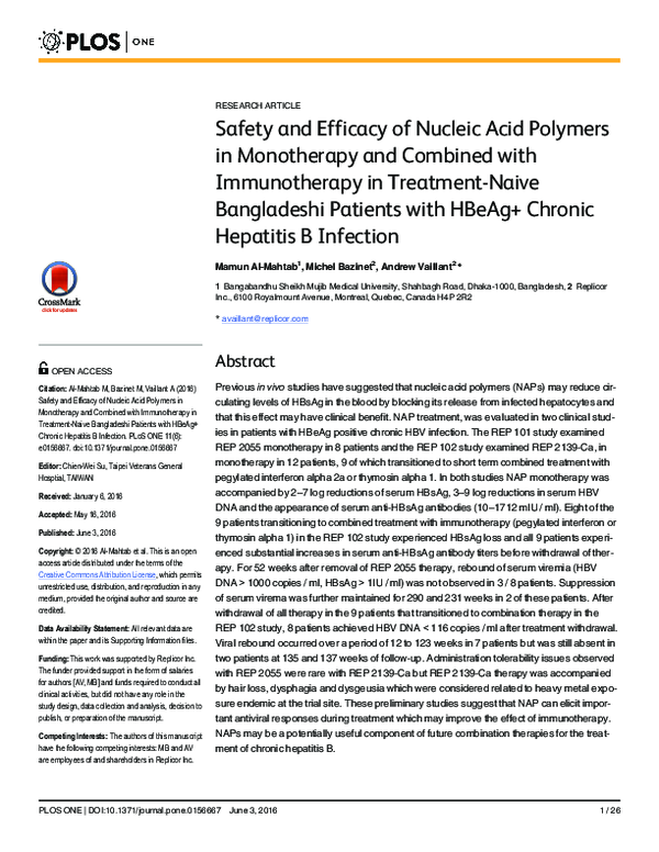 (PDF) Safety and Efficacy of Nucleic Acid Polymers in Monotherapy and ...