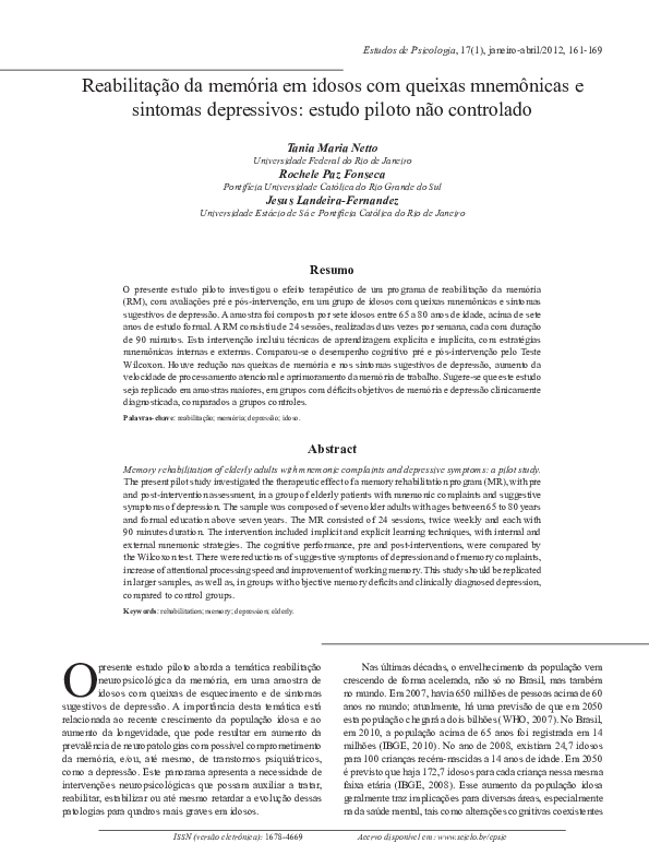 (PDF) Memory rehabilitation of elderly adults with mnemonic complaints ...