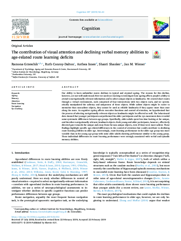 (PDF) The contribution of visual attention and declining verbal memory ...