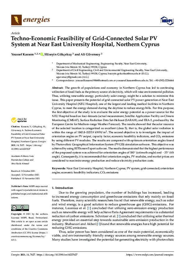 (PDF) Techno-Economic Feasibility of Grid-Connected Solar PV System at ...