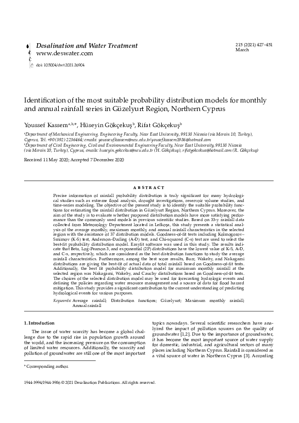 (PDF) Identification of the most suitable probability distribution ...