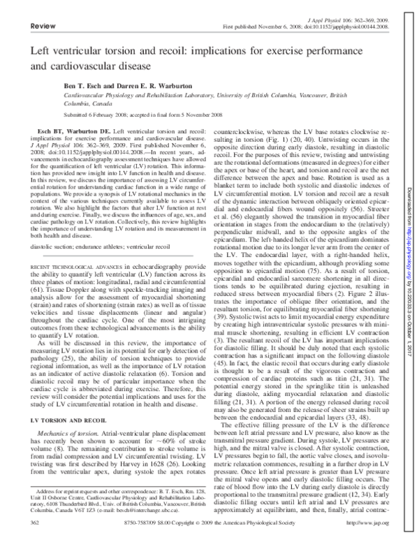 (PDF) Left ventricular torsion and recoil: implications for exercise ...