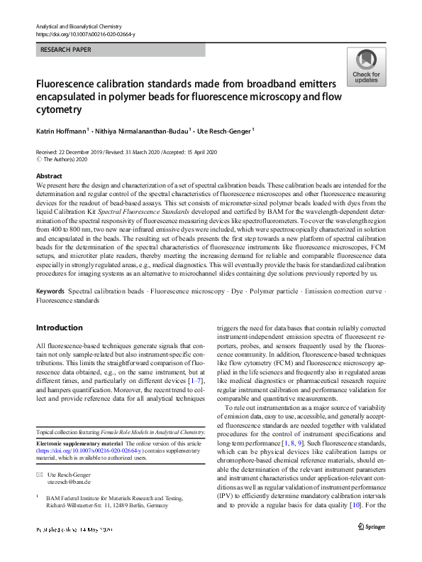 (PDF) Fluorescence calibration standards made from broadband emitters