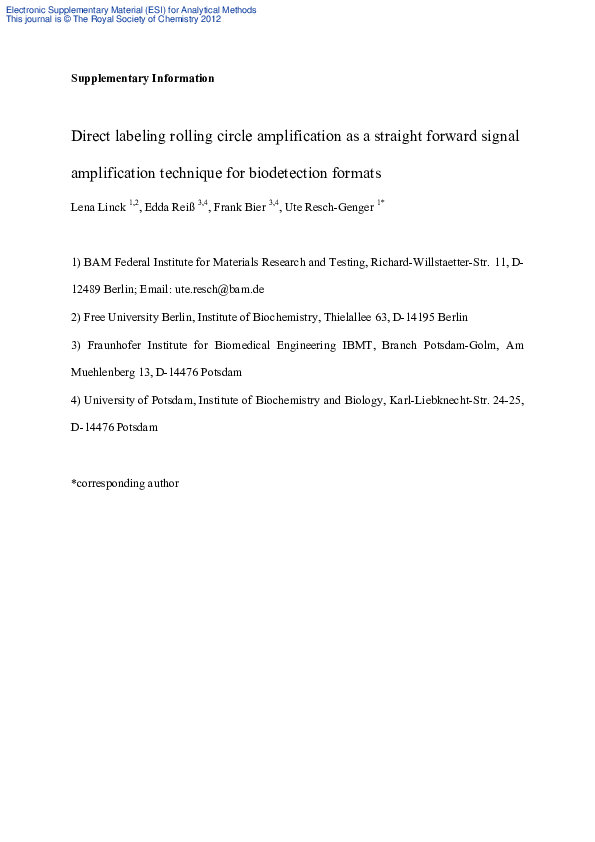 (PDF) Direct labeling rolling circle amplification as a straightforward ...