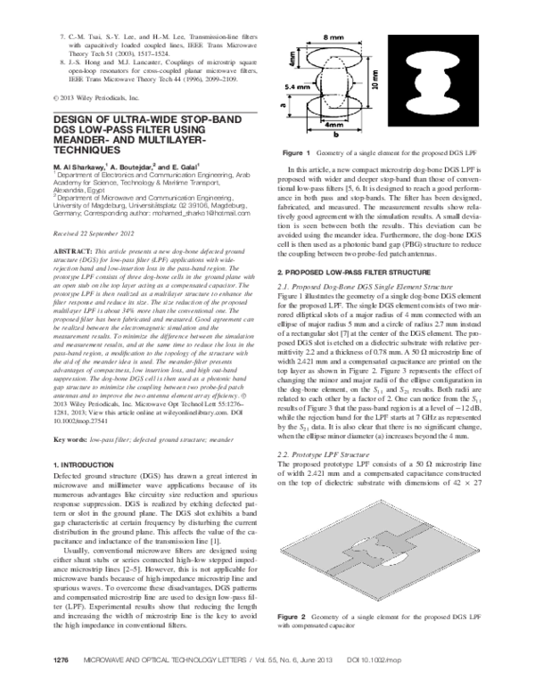 (PDF) Design of ultra-wide stop-band DGS low-pass filter using meander ...