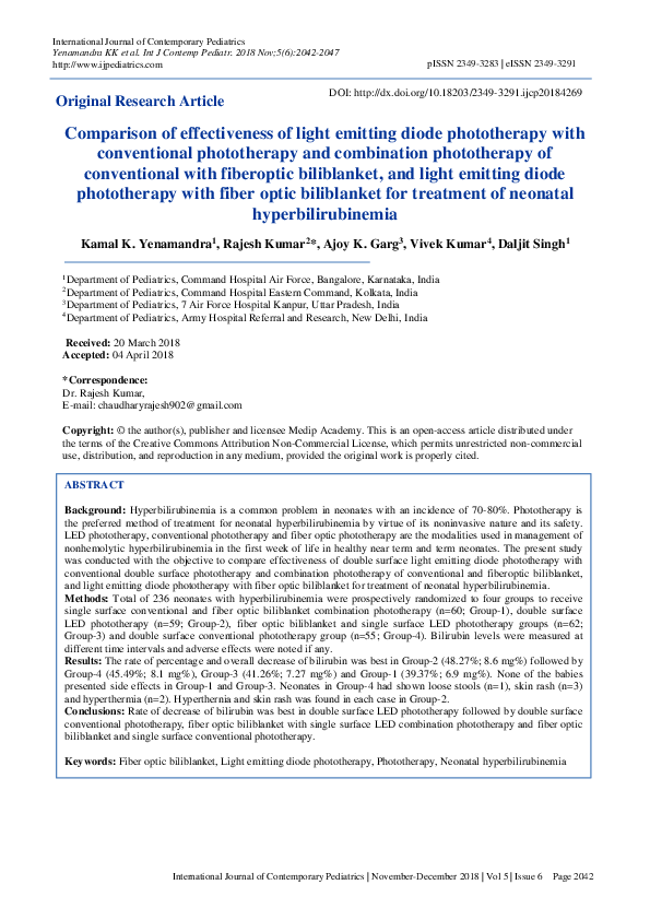 (PDF) Comparison of effectiveness of light emitting diode phototherapy