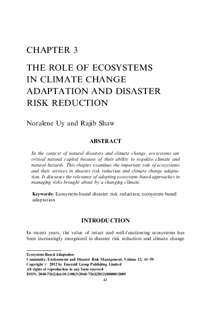 (PDF) Chapter 3 the Role of Ecosystems in Climate Change Adaptation and ...
